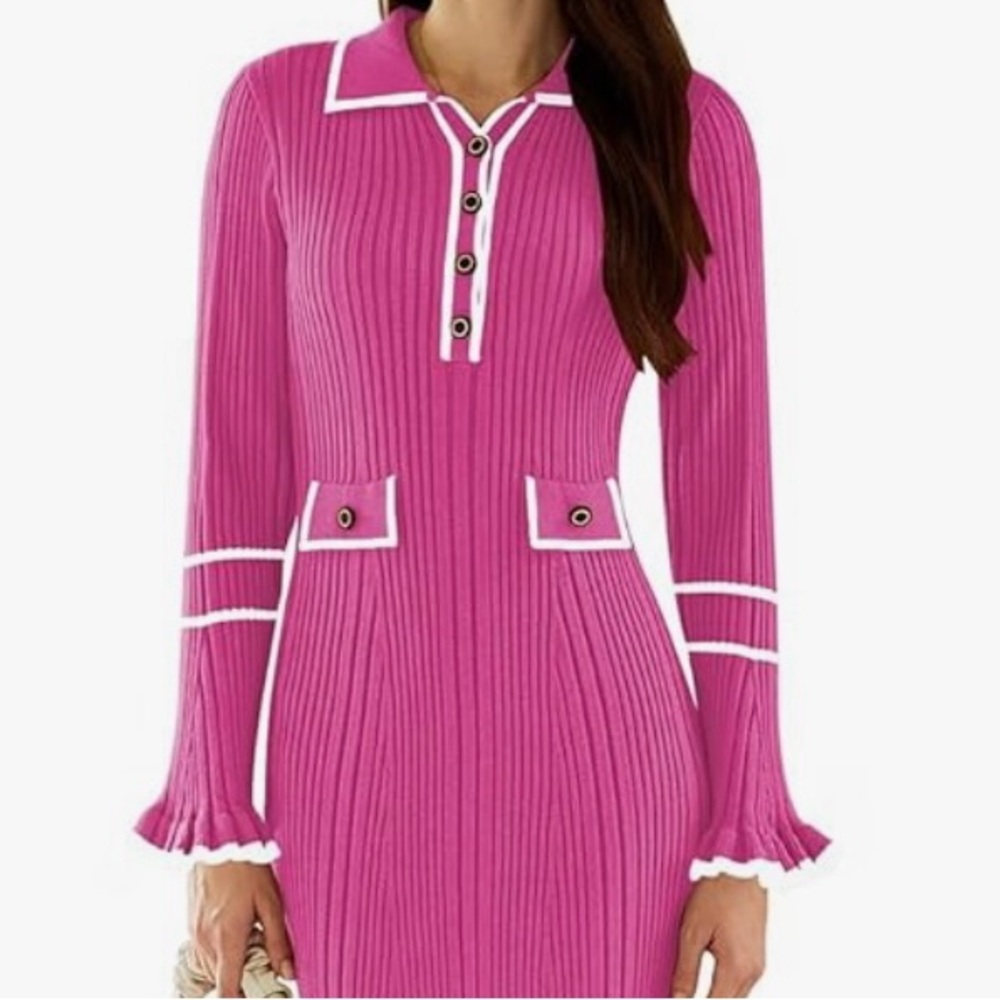 Pink Queen Apparel Bodycon Sweater Dress 2025, Slim Fit Size Small - Picture 2 of 13
